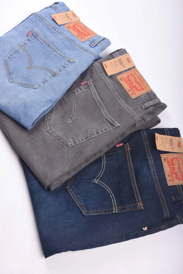 Pack de 3 jeans De luxe coupe Normal ( Bleu petrole + Bleu clair + Gris )