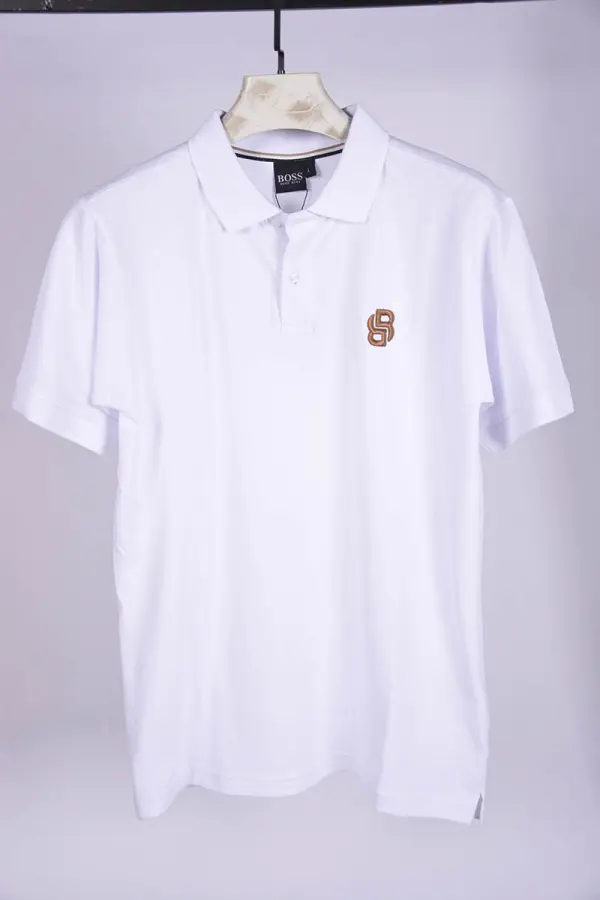 Polo Boss en piqué de coton avec détails logotés